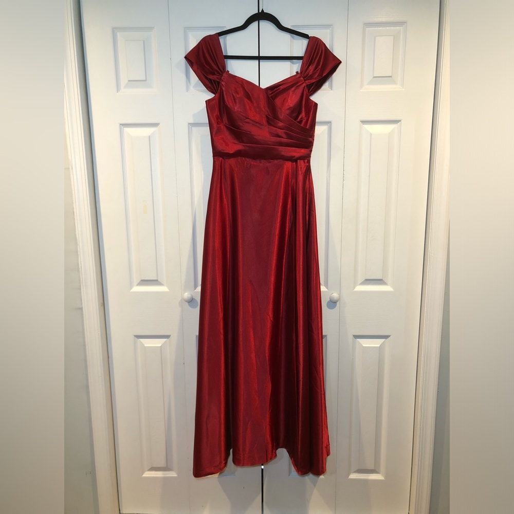 Off The Shoulder Mermaid Long Satin Pleated Dress Formal Evening Slit *NO STRAPS